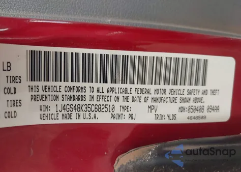 2005 Jeep Grand Cherokee Laredo from USA, damaged, VIN 1J4GS48K35C682510